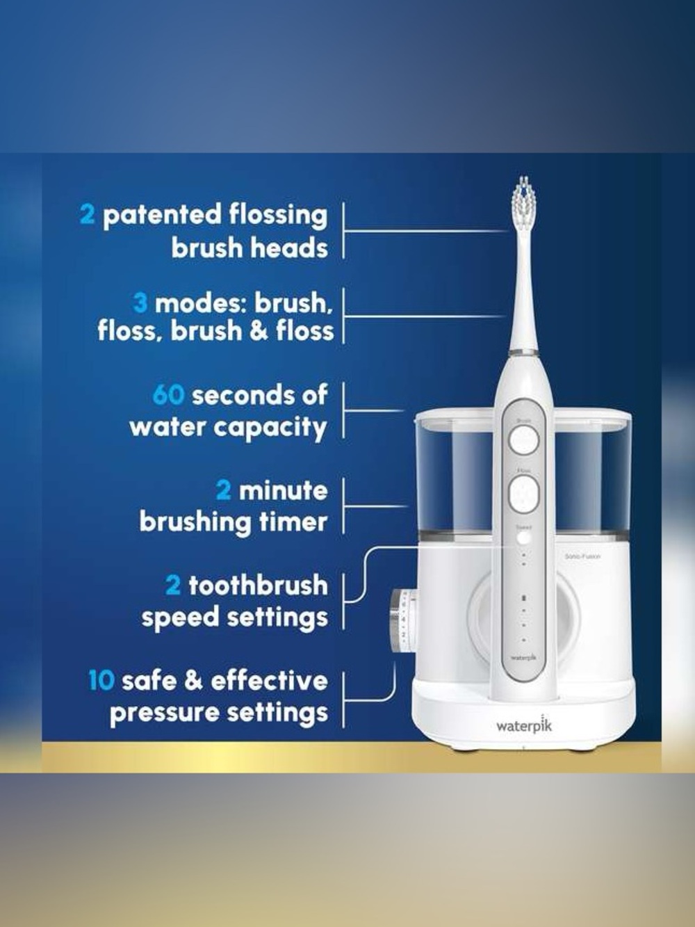Waterpik Sonic-Fusion 2.0 Flossing Toothbrush Combo w/ Extra Heads Open Box - Picture 4 of 9